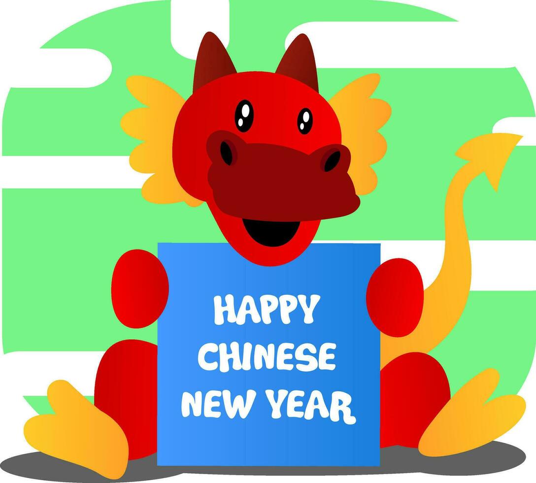 Red cartoon dragon celebrating chinese new year vector illustartion on white background