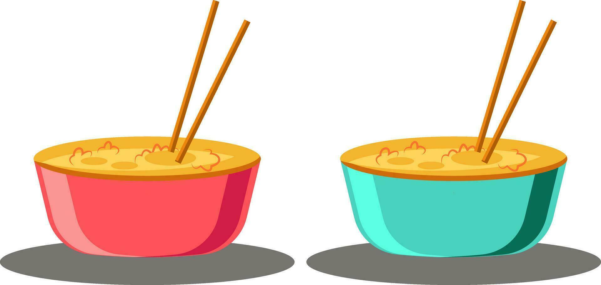 Two bowls full of food ready for Chinese New Year vector illustration on white background