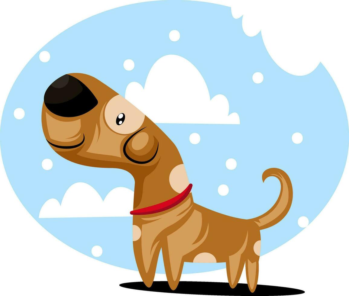 Chinese New Year dog and snow vector illustration