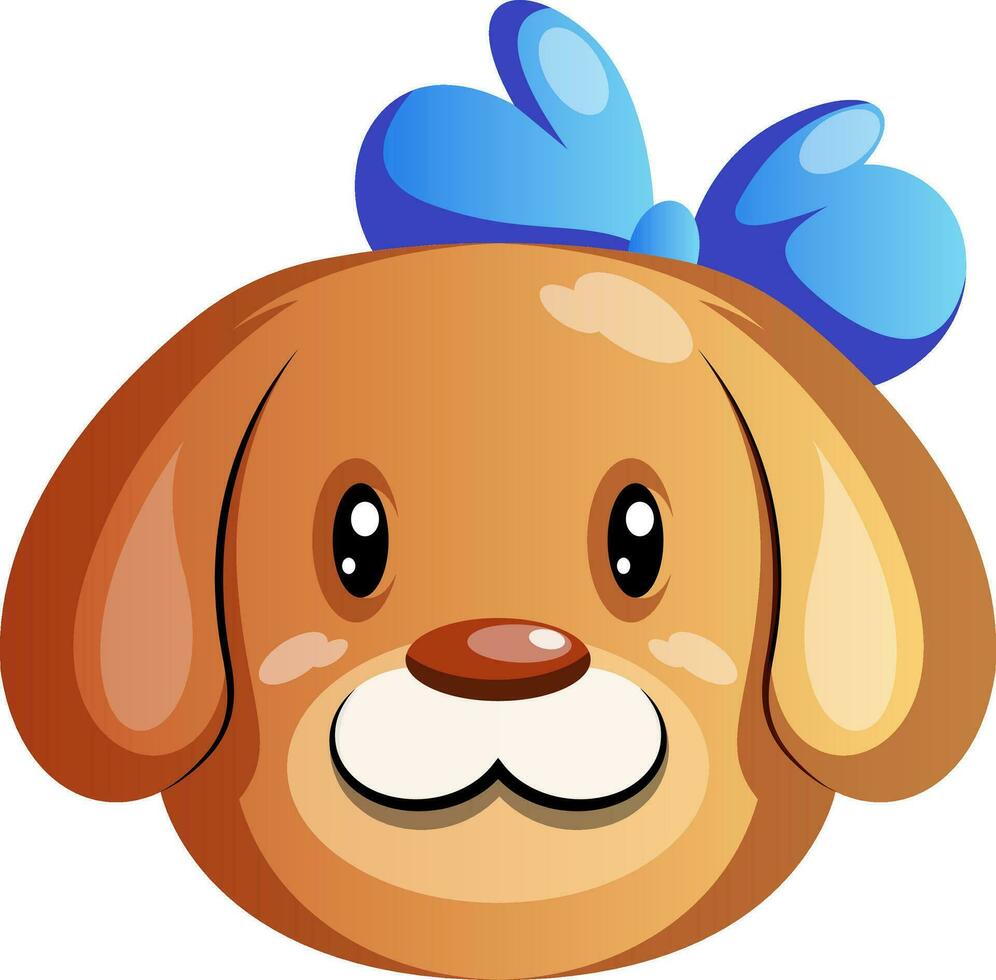 Brown cartoon dog with blue tie vector illustartion on white background