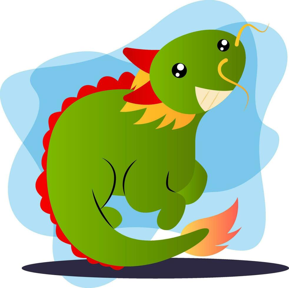Green cartoon dragon vector illusatration on white background