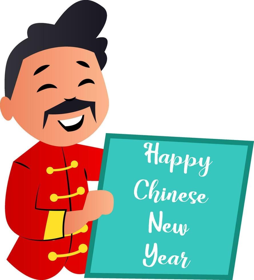 Cartoon chinese man celebrating new yearvector illustartion on white background vector