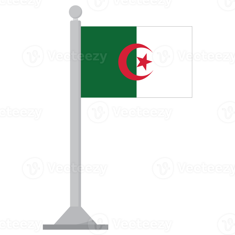 Flag of Algeria on flagpole isolated png
