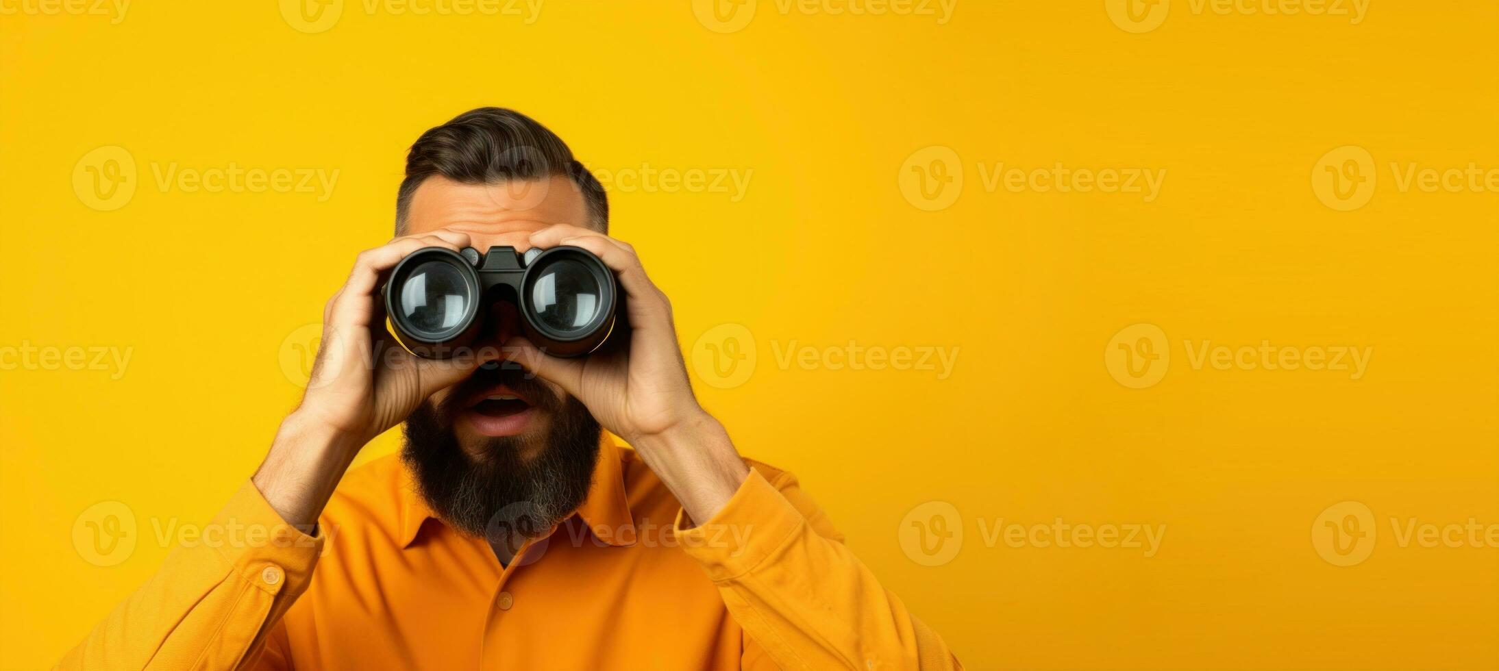 AI generated Man looking through binoculars photo