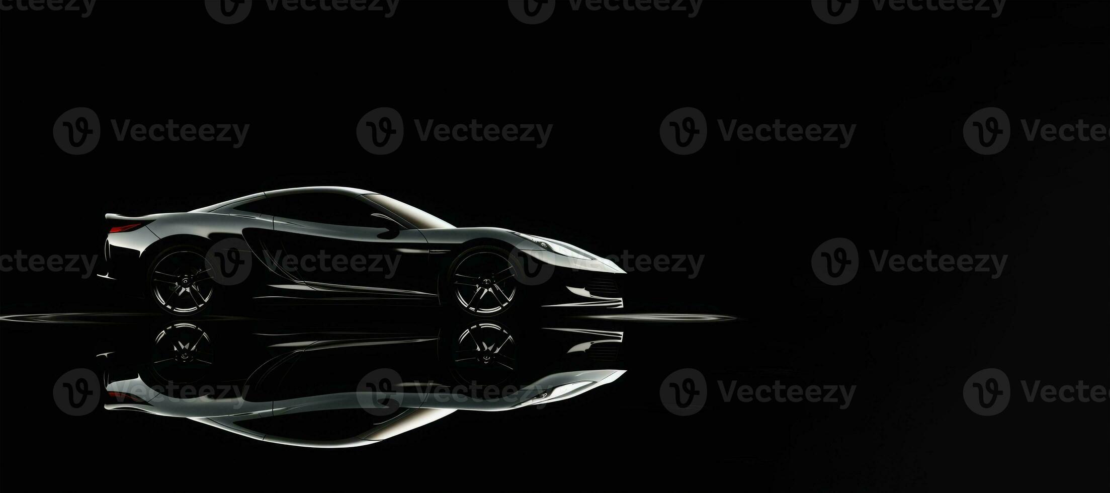 AI generated Modern sport car silhouette on dark background photo