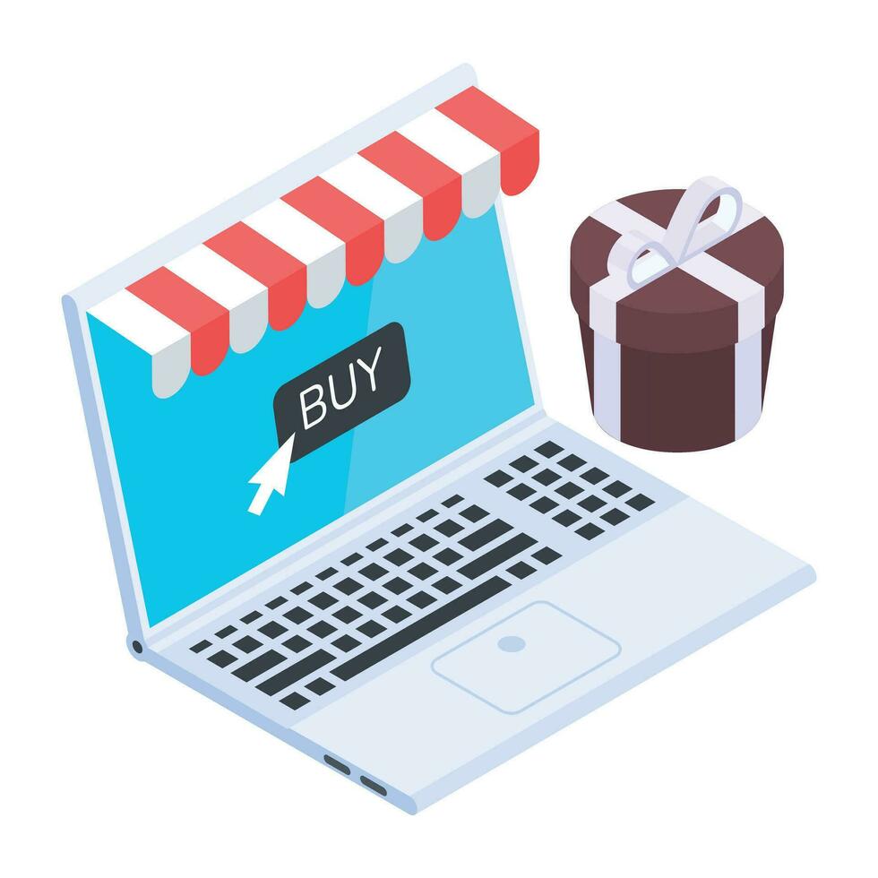 Customizable isometric icon of buy online vector