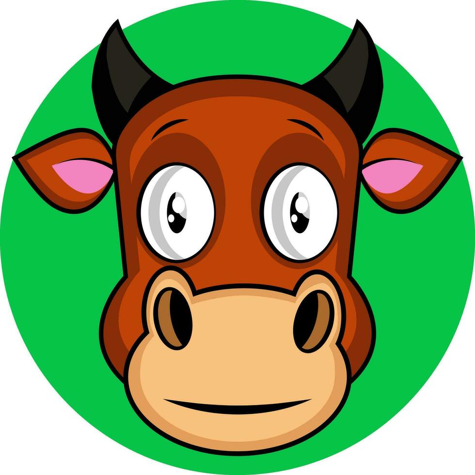 Cartoon brown cow vector illustration on white backgorund