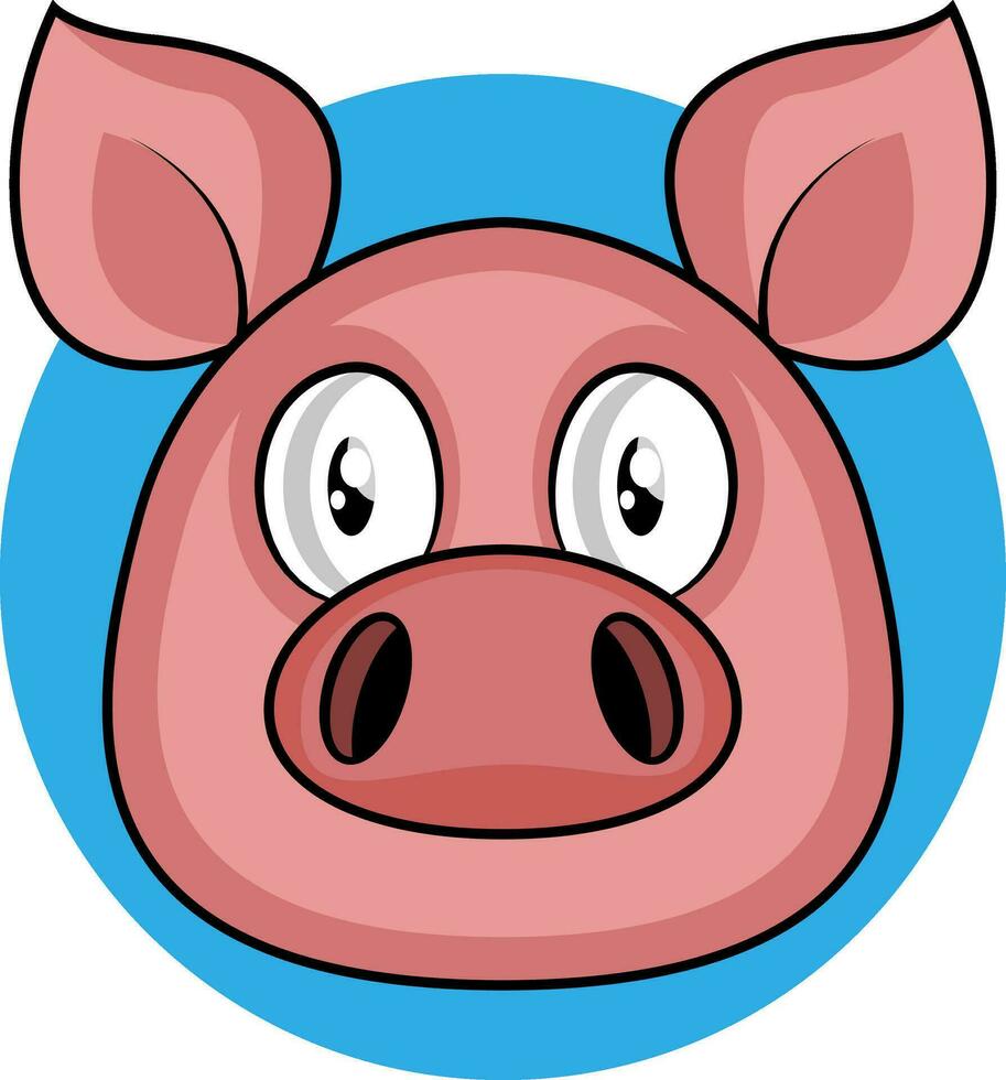 Cute cartoon pink pig vector illustration on white background
