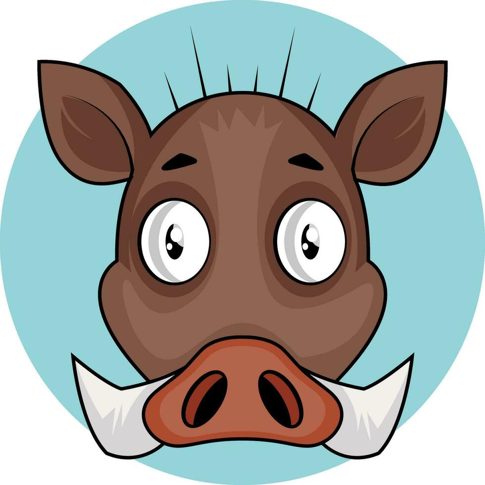 Brown cartoon pig vector illustration on white background