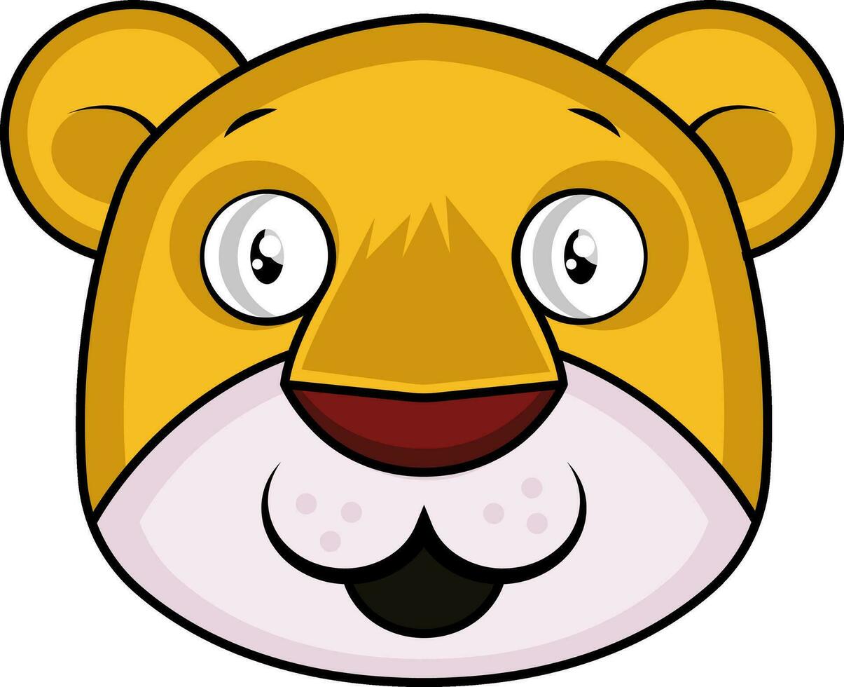 Cute cartoon yellow tiger vector illustartion on white background