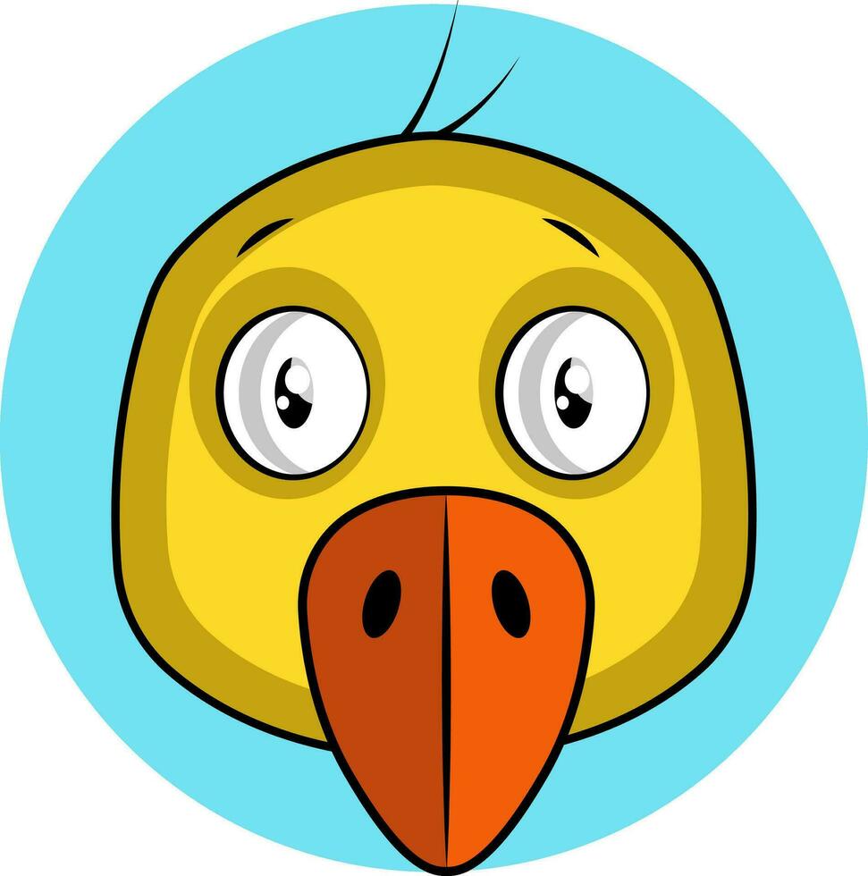 Cartoon yellow bird with orang beak vector illustration on white background