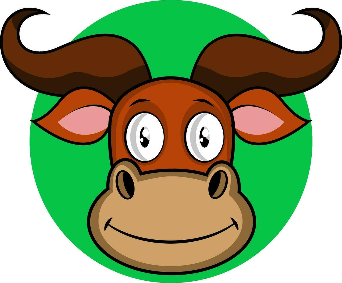 Smiling cartoon buffalo vector illustartion on white background