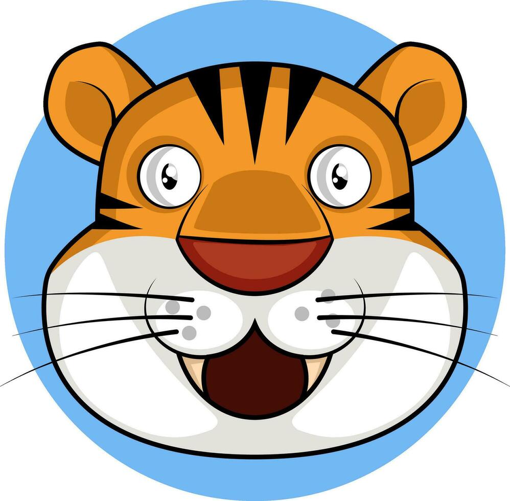Happy cartoon tiger vector illustration on white background