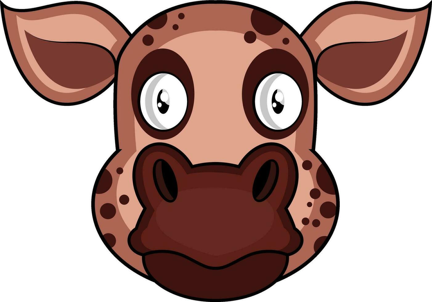 Brown cartoon pig vector illustration on white background