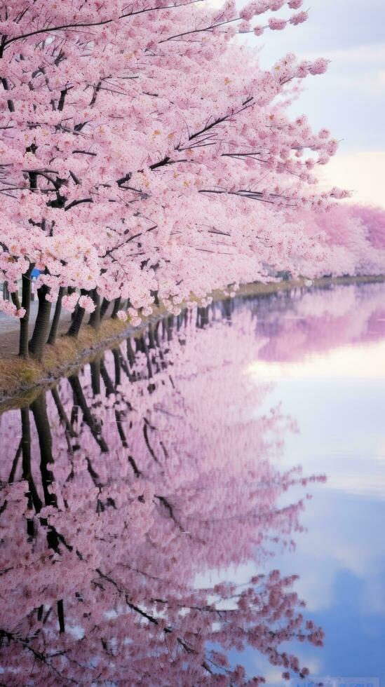 AI generated Cherry Blossom Reflection photo