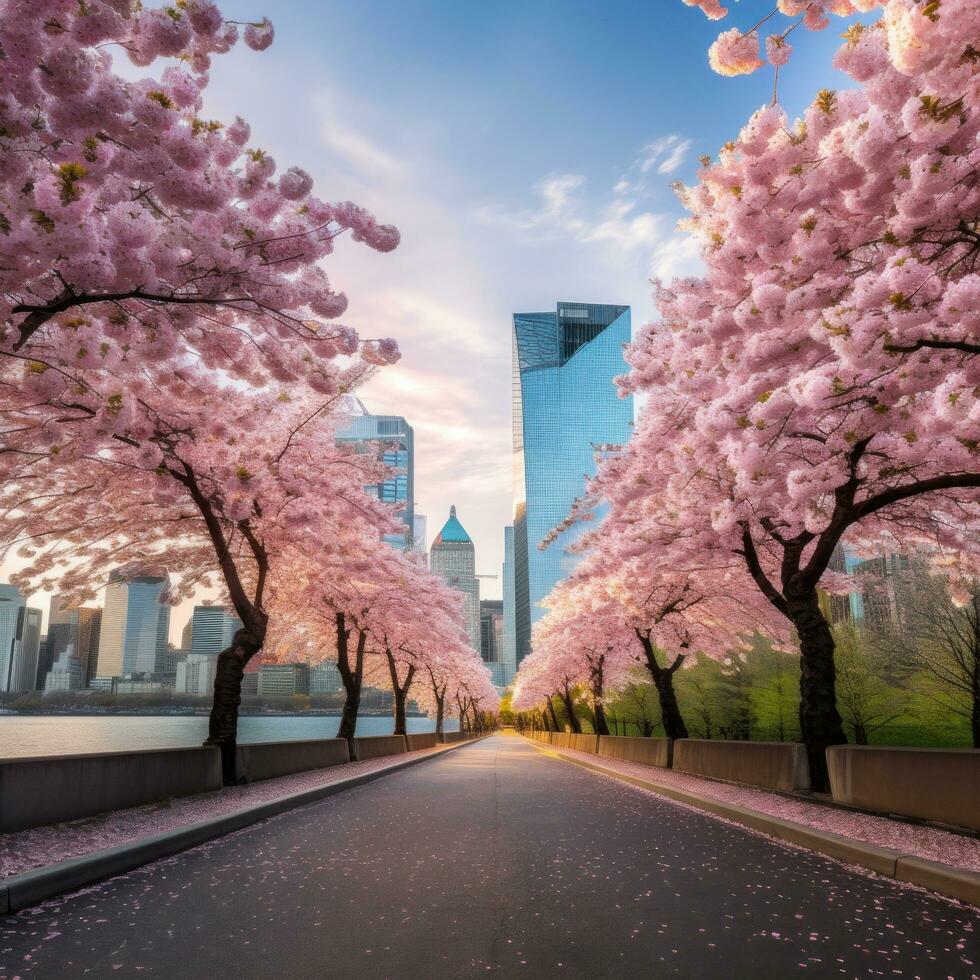 AI generated Cherry Blossom Avenue photo