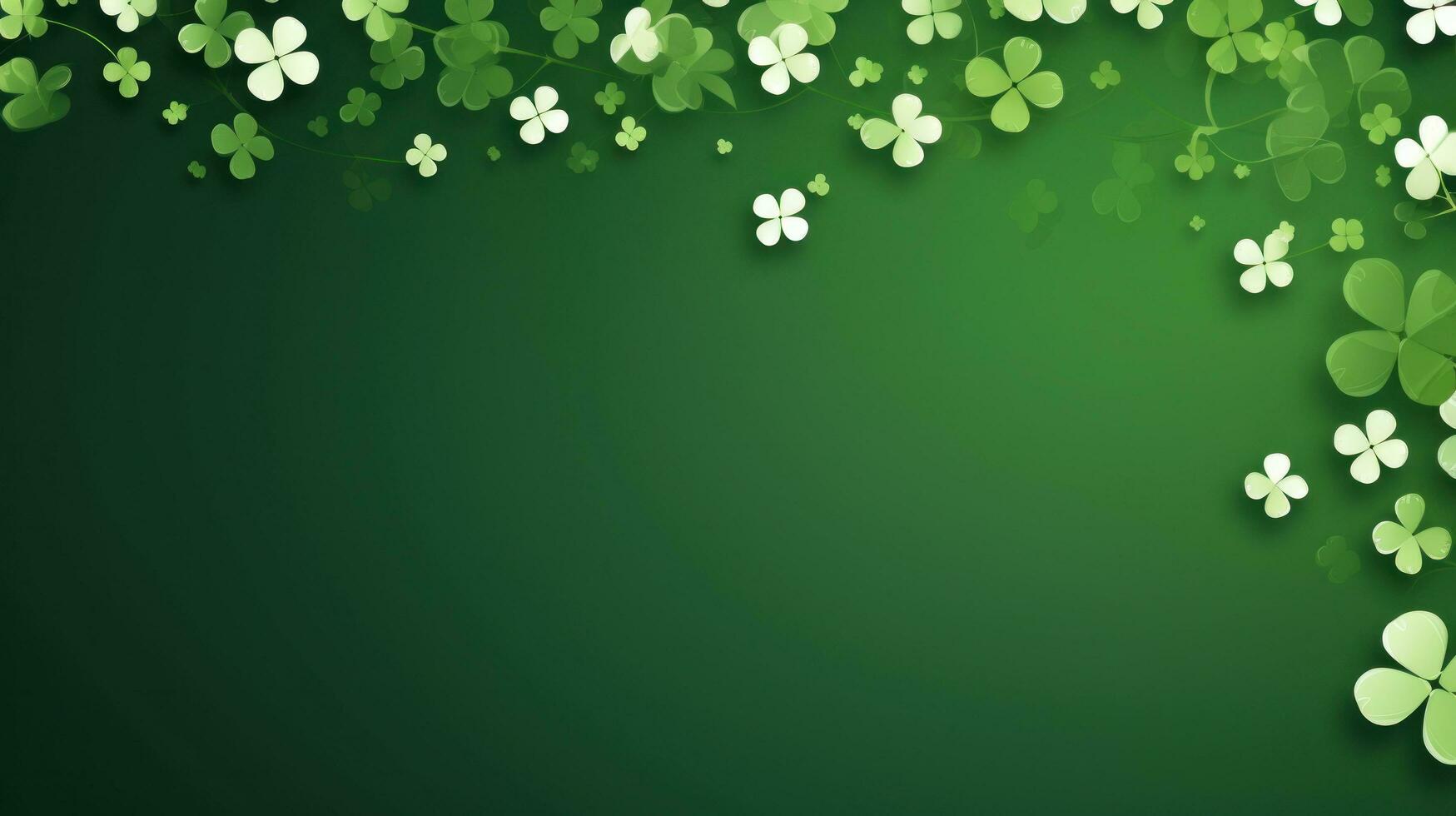 AI generated A simple yet elegant St. Patrick's Day background with a white clover on a green background. photo