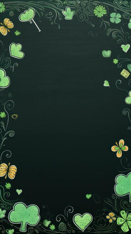 AI generated A playful St. Patrick's Day background with a green chalkboard photo