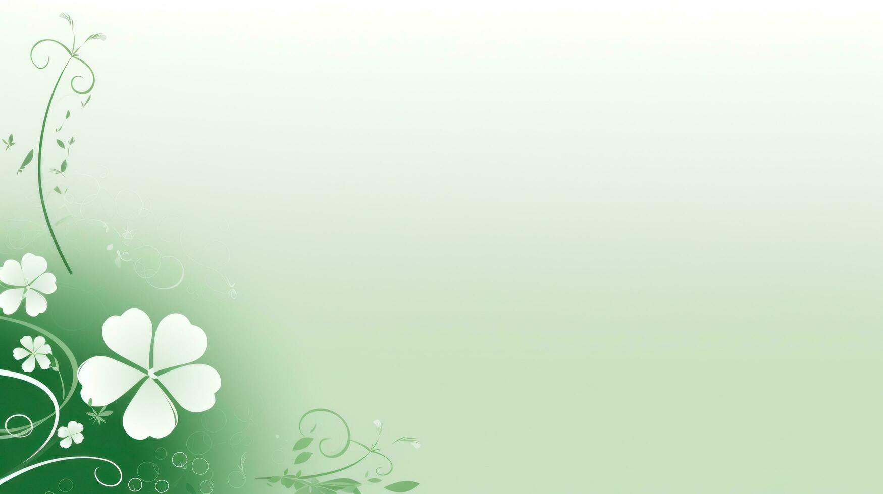 AI generated A simple yet elegant St. Patrick's Day background with a white clover on a green background. photo