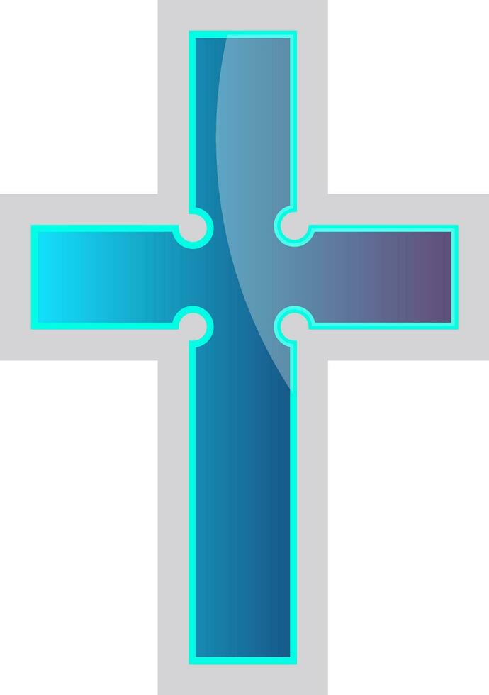 Blue Episcopal Cross vector religion illustration on a white background