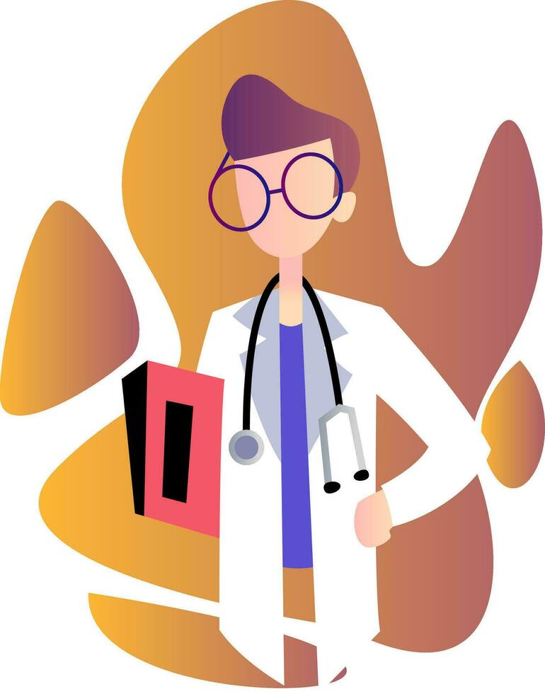 Female doctor with round glasses minimalistic vector occupation illustration on a white background