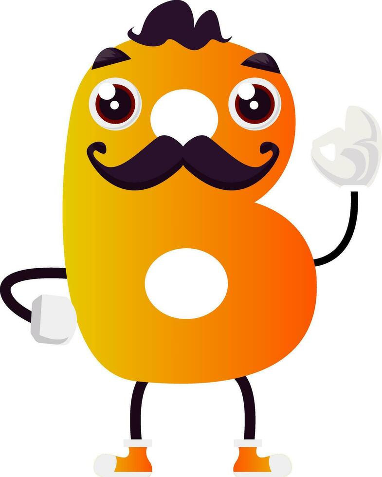 Yellow letter B with mustache vector illustration on white background