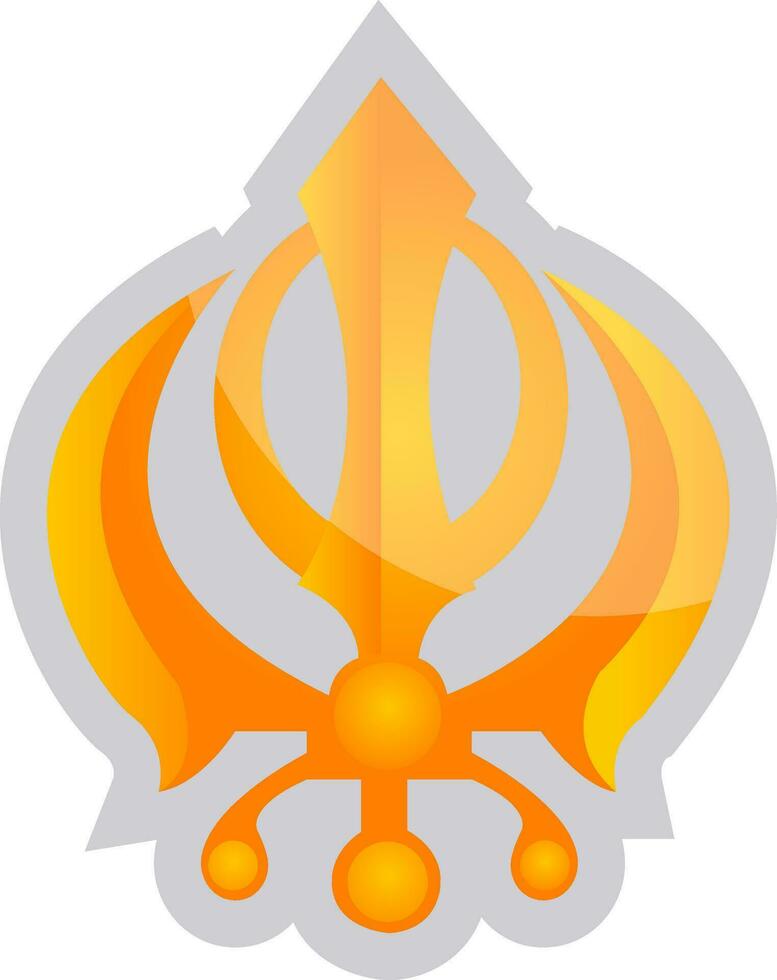 Yellow symbol of a Sikhism religion vector illustration on a white background