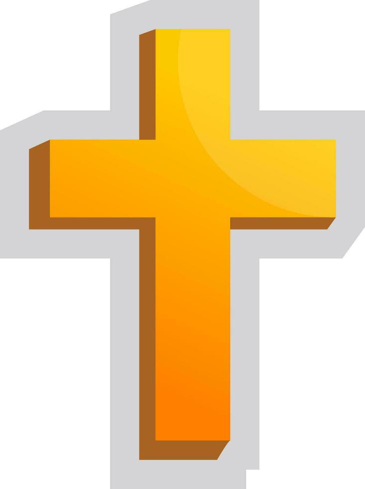 Yellow Christian Cross vector illustration on a white background