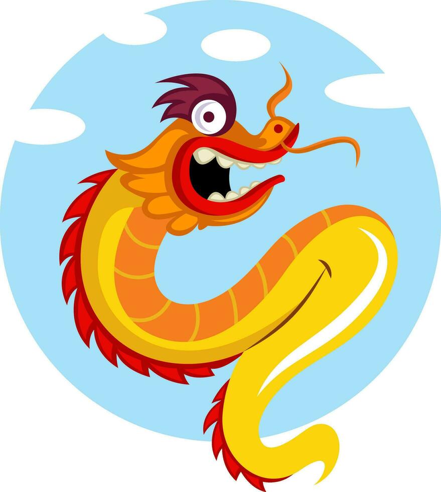 Dragon with a sky in the background vector illustration