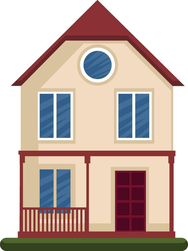 Modern vector illustration of a house with one floore on white background