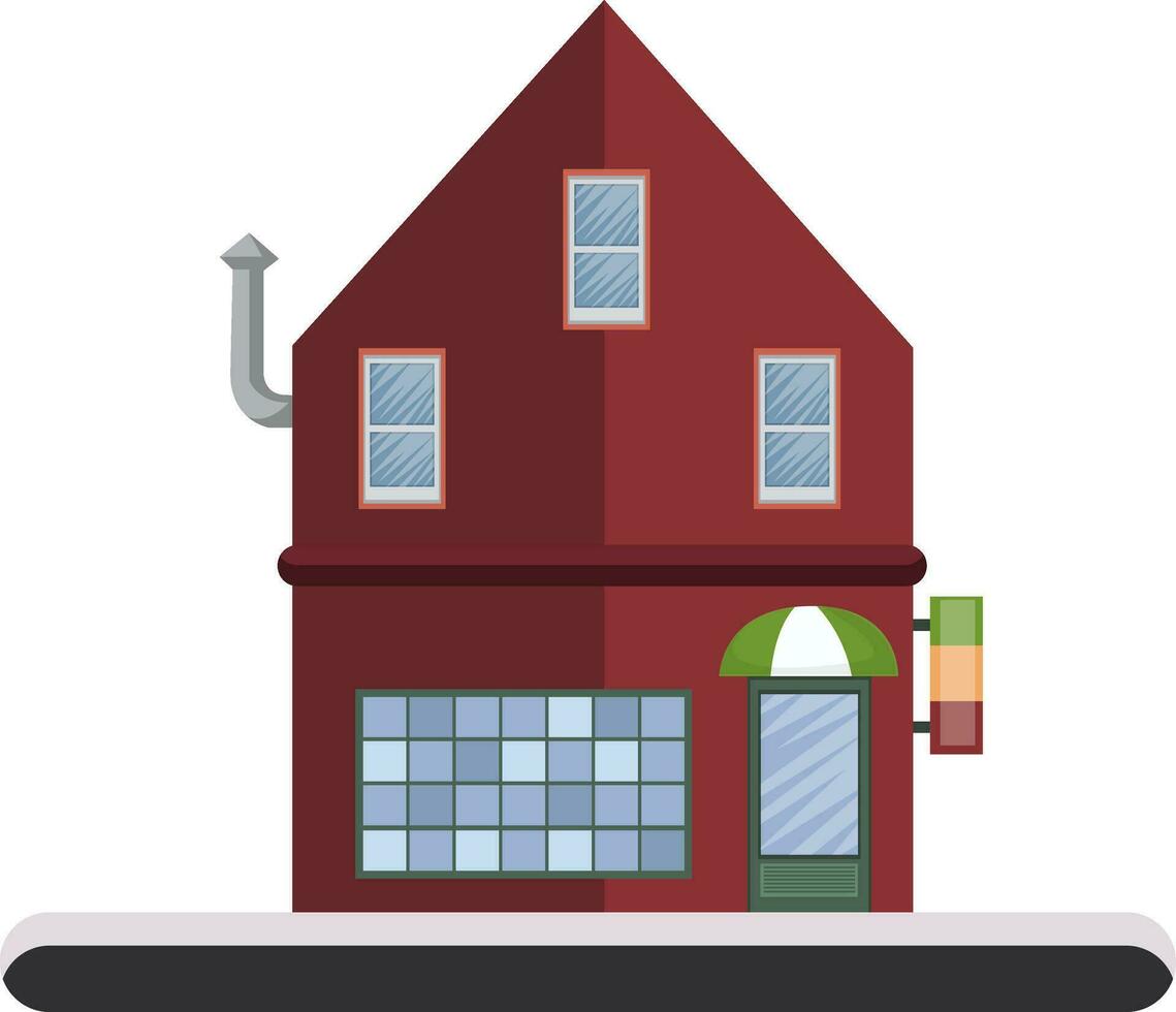 Simple cartoon red building vector illustartion on white background