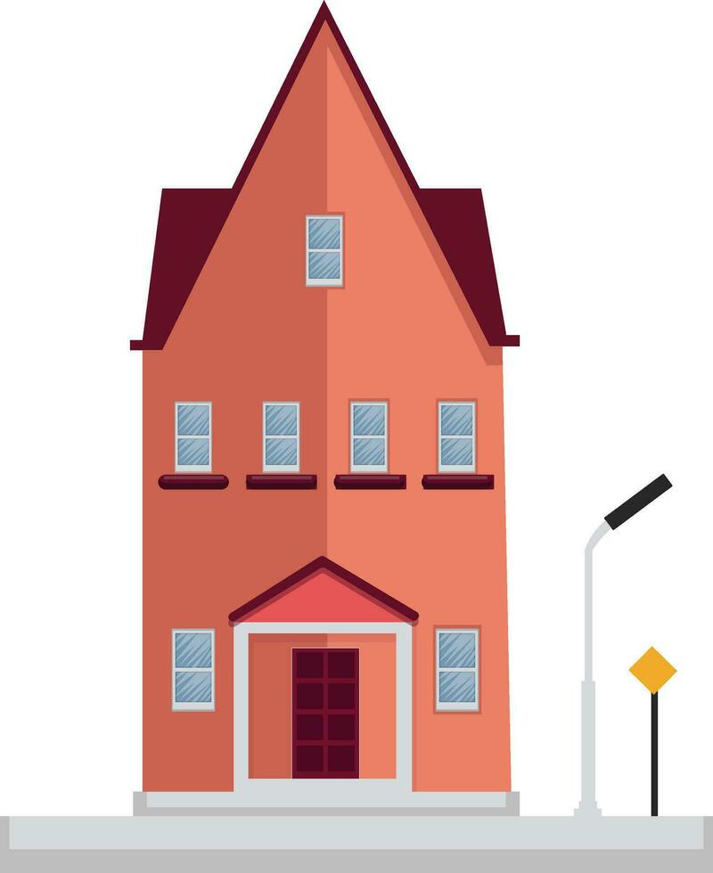 Simple cartoon red building vector illustartion on white background