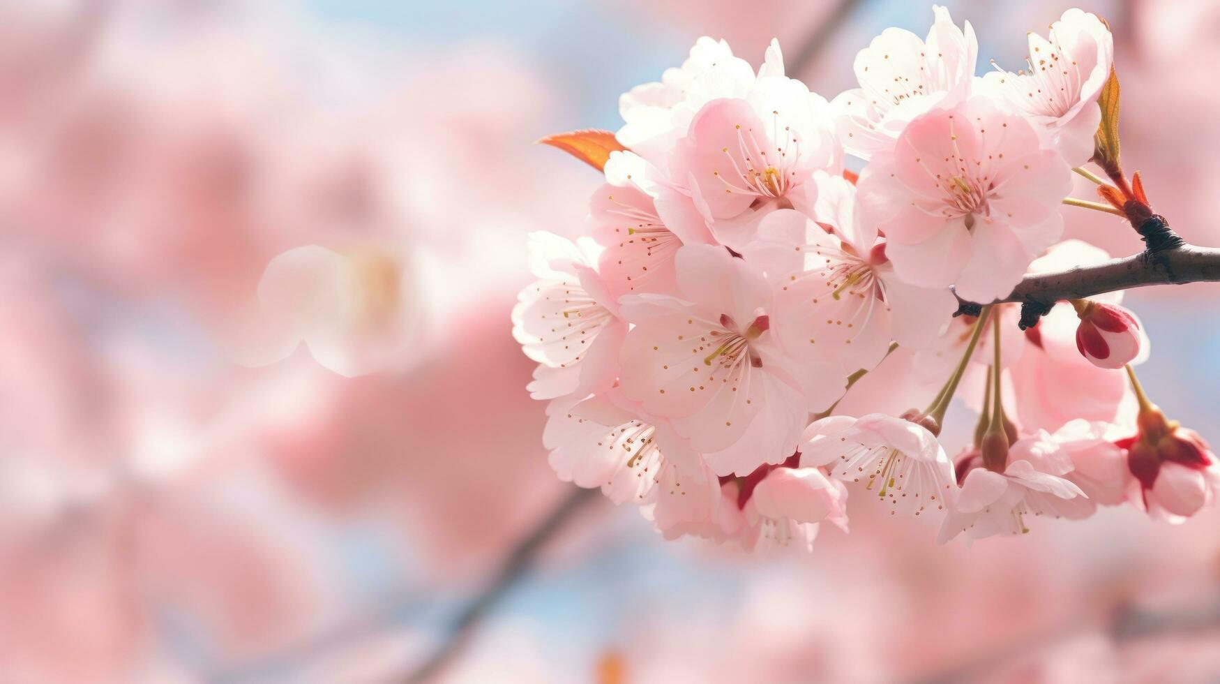 AI generated delicate cherry blossom tree, capturing the beauty and elegance of spring photo