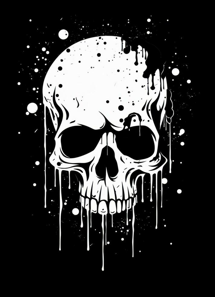 AI generated the skull is in black with dripping, photo