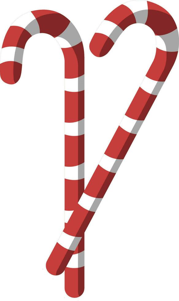 Two christmas red and white candy sticks vector illustration on a white background