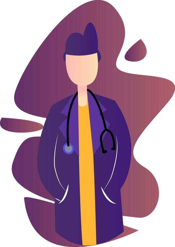 Purple modern icon illustration of a female doctor on white background vector