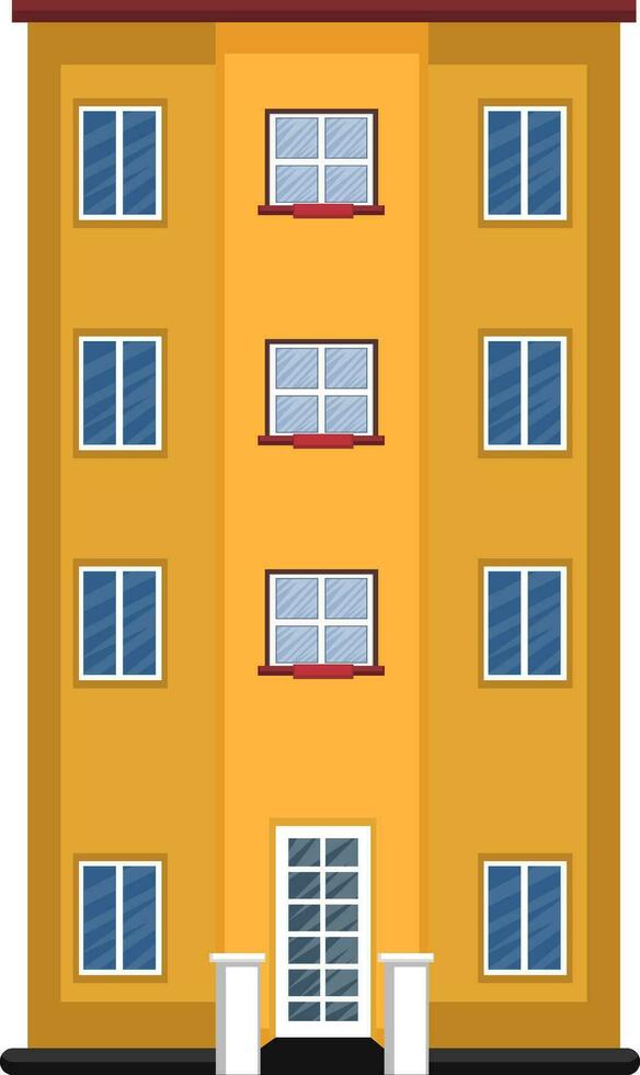 Cartoon orange building with red roof vector illustartion on white background