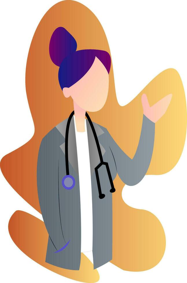 Modern icon illustration of a female doctor in grey coat on white background vector