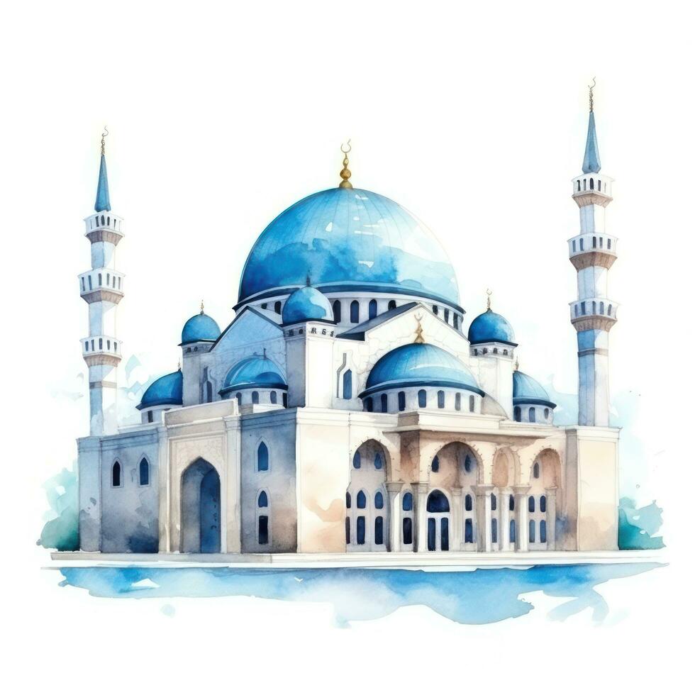 AI generated watercolor mosque isolated photo