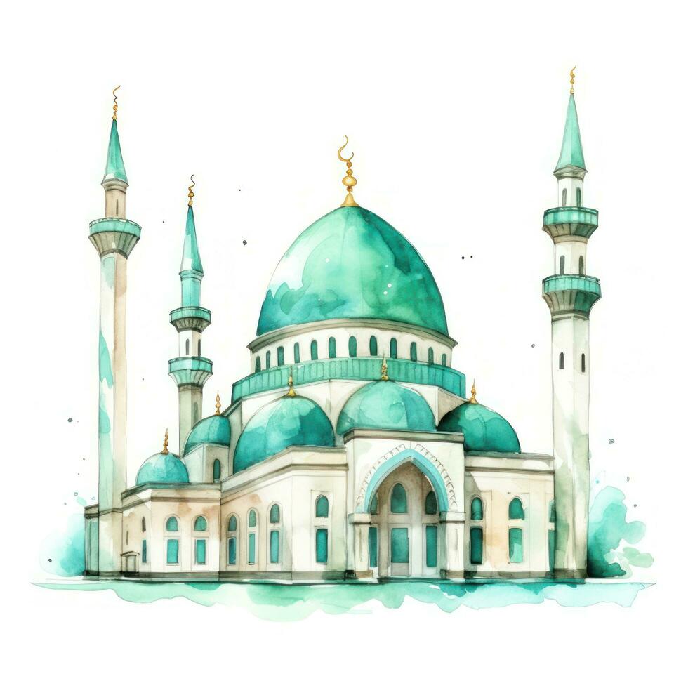 AI generated watercolor mosque isolated photo