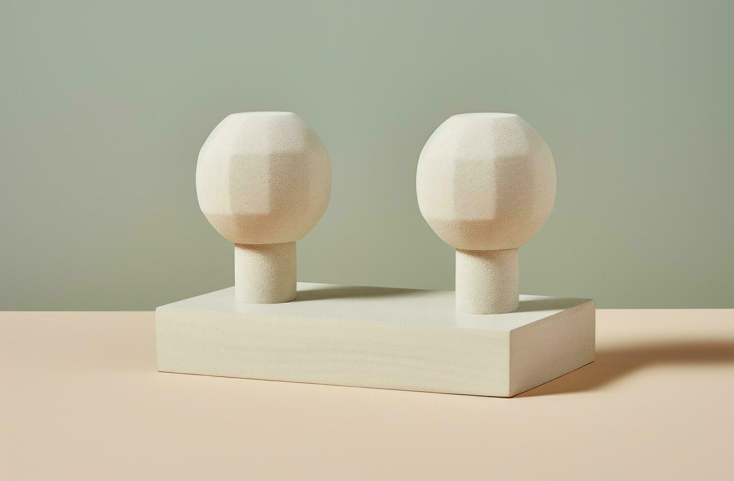 AI generated two dumbbells on top of a gray surface, photo