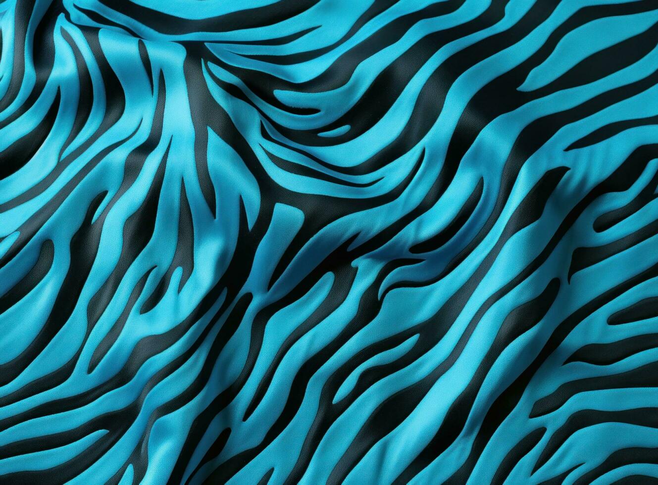 AI generated the image shows blue, black, and white zebra stripes on a blue fabric, photo
