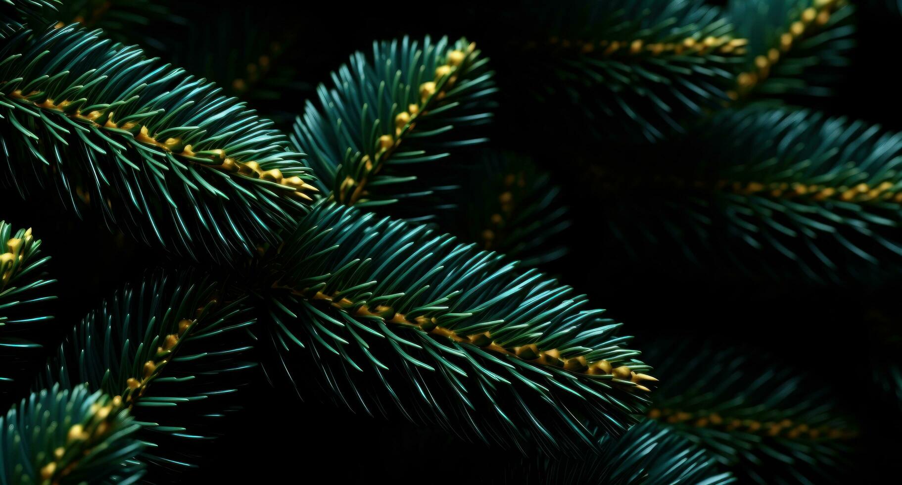 AI generated swiss fir christmas tree isolated on dark background christmas tree photo