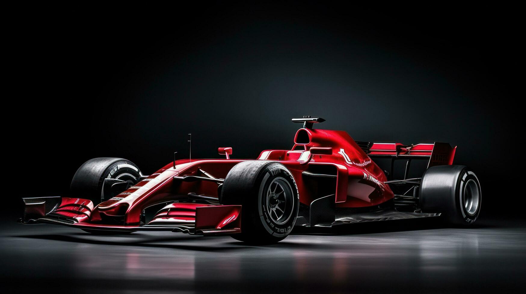 AI generated red racing car on a dark background with copy space photo