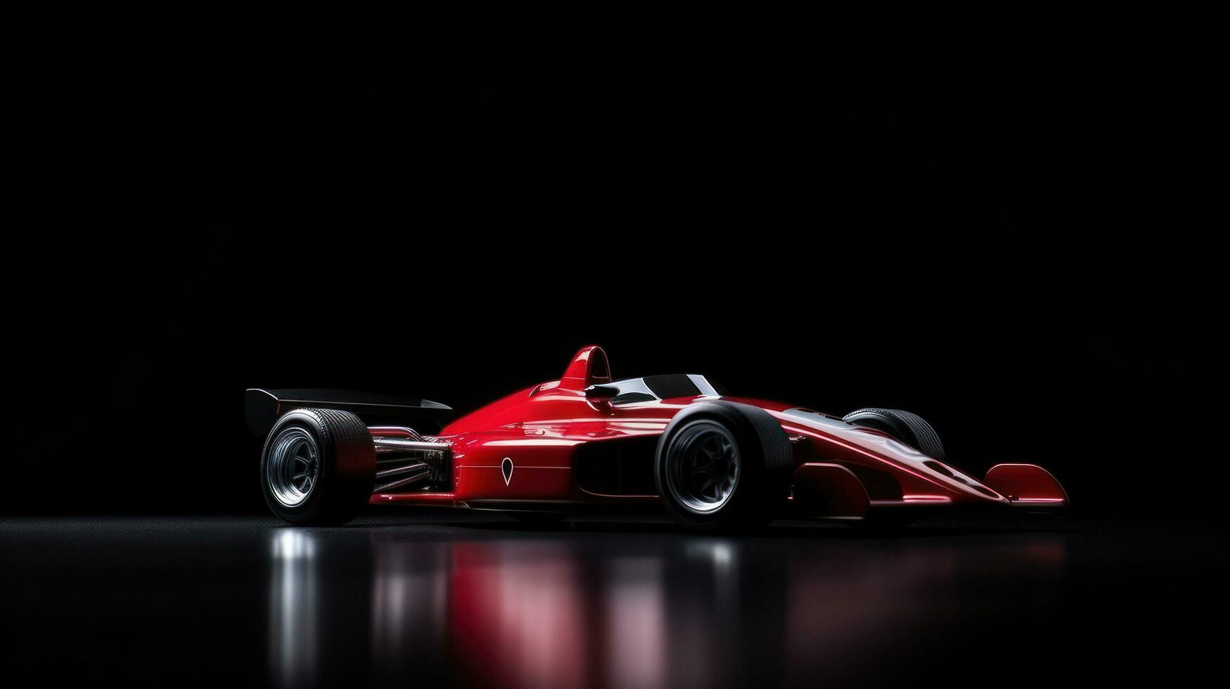 AI generated red racing car on a dark background with copy space photo