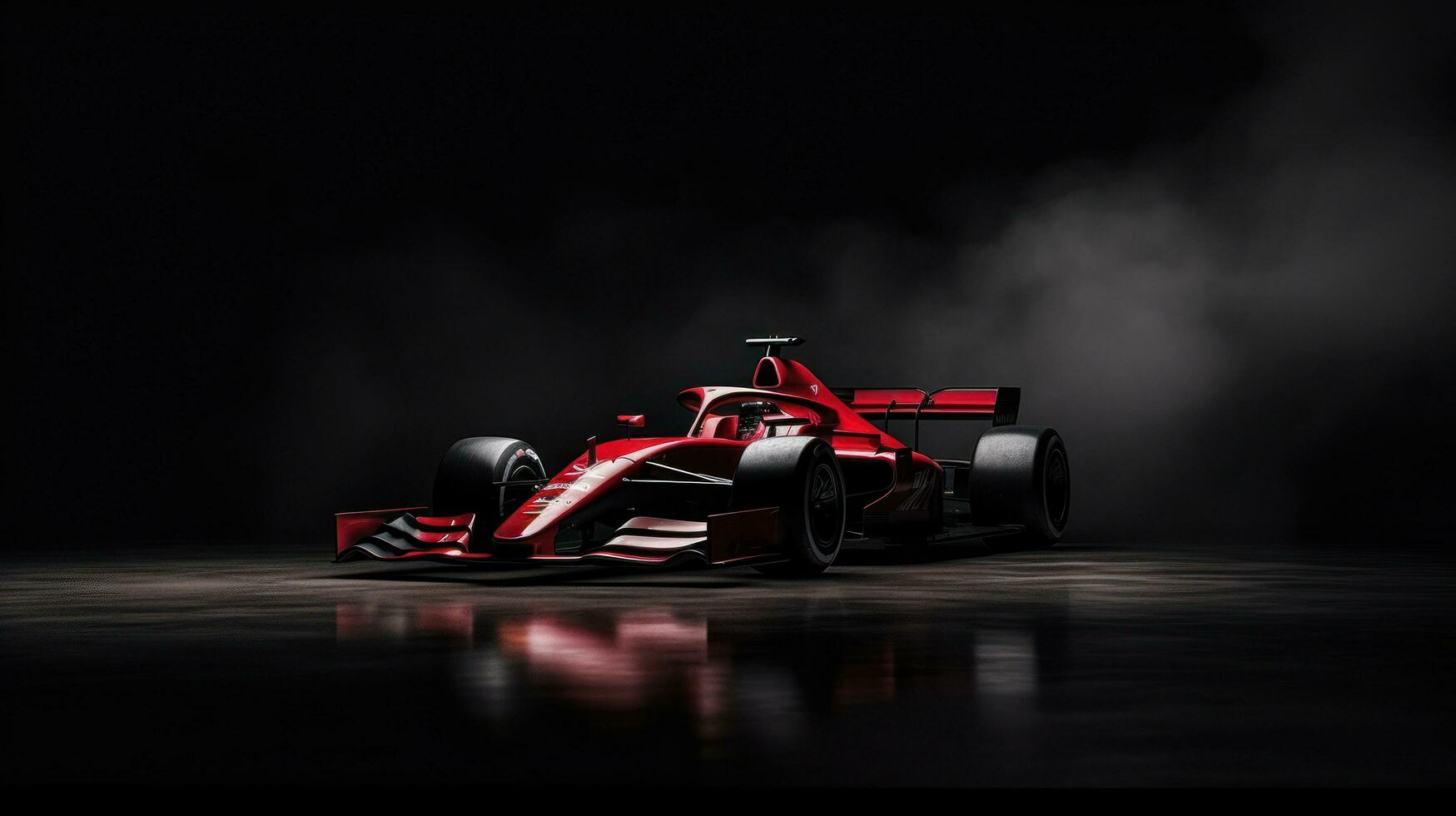 AI generated red racing car on a dark background with copy space photo