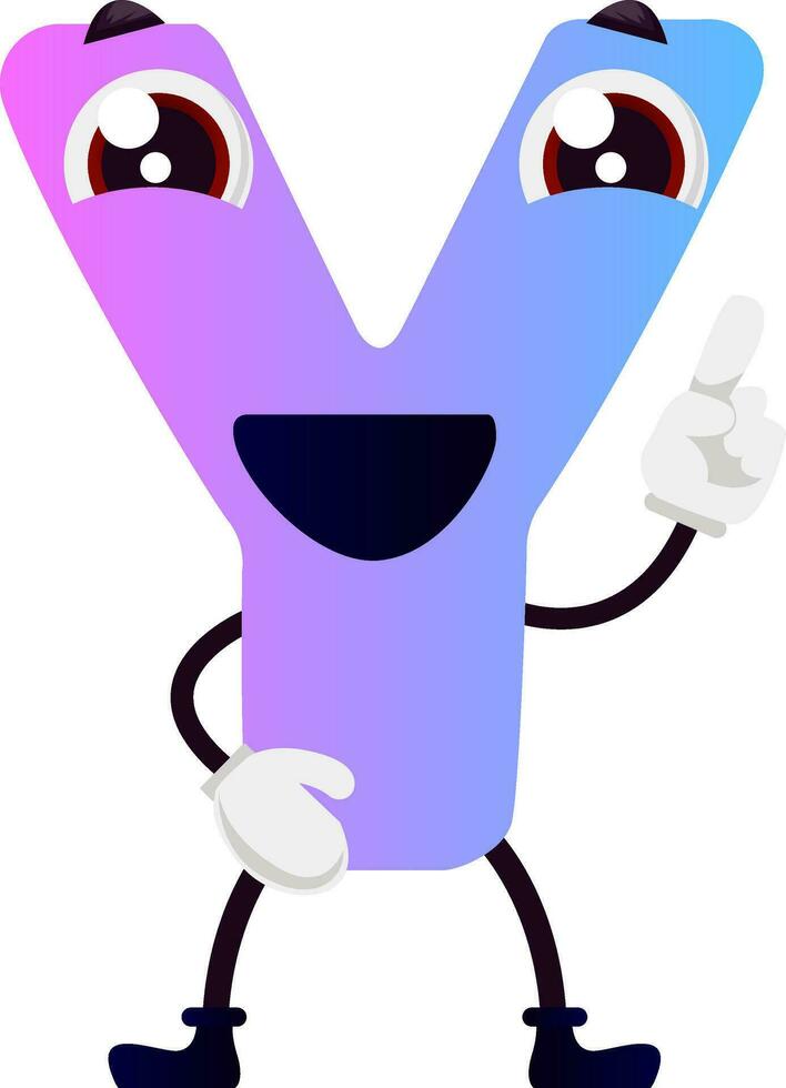 Cartoon blue letter Y vector illustration on white background
