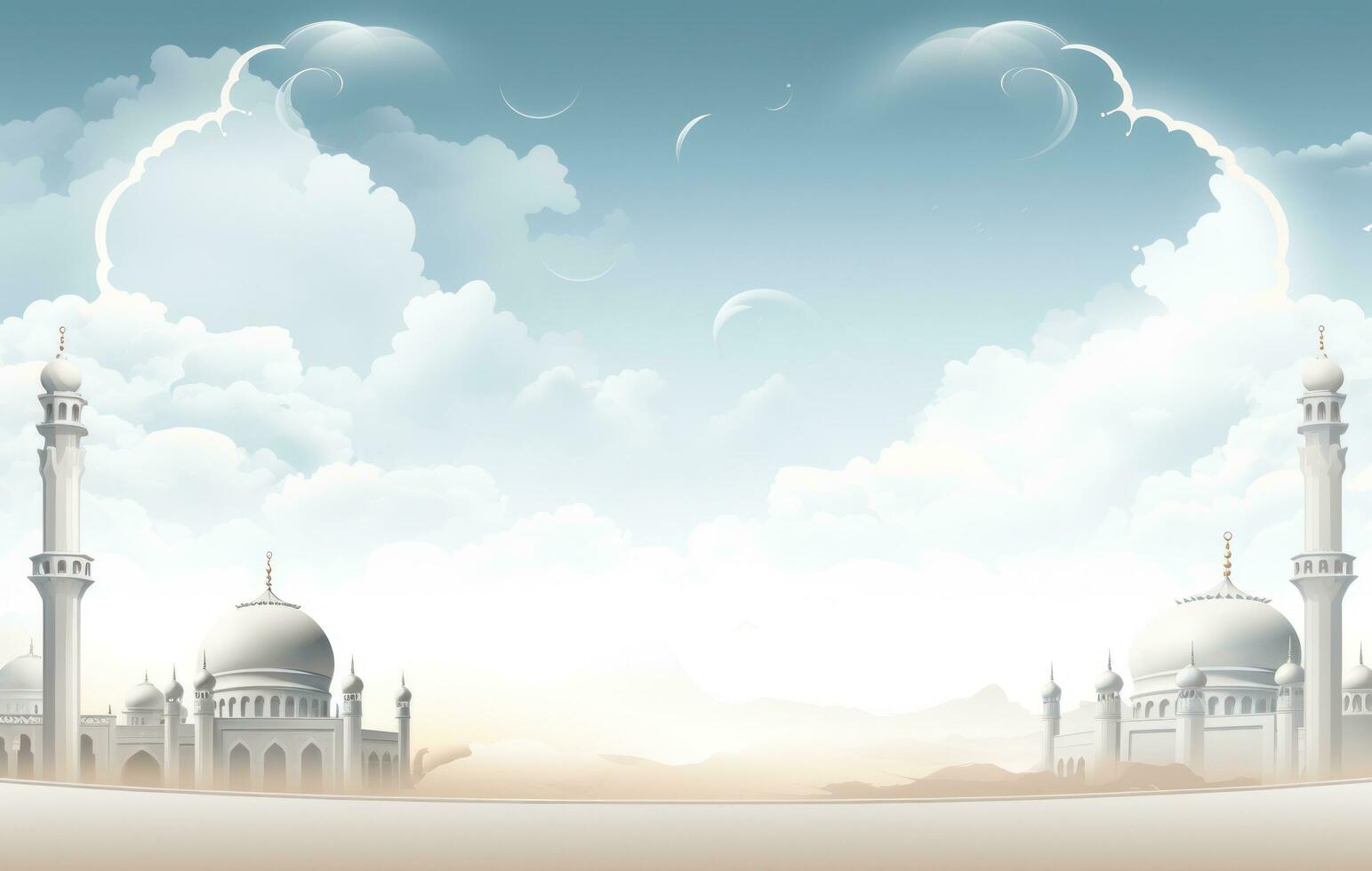 AI generated muslim prayer background with a mosque in the sky photo