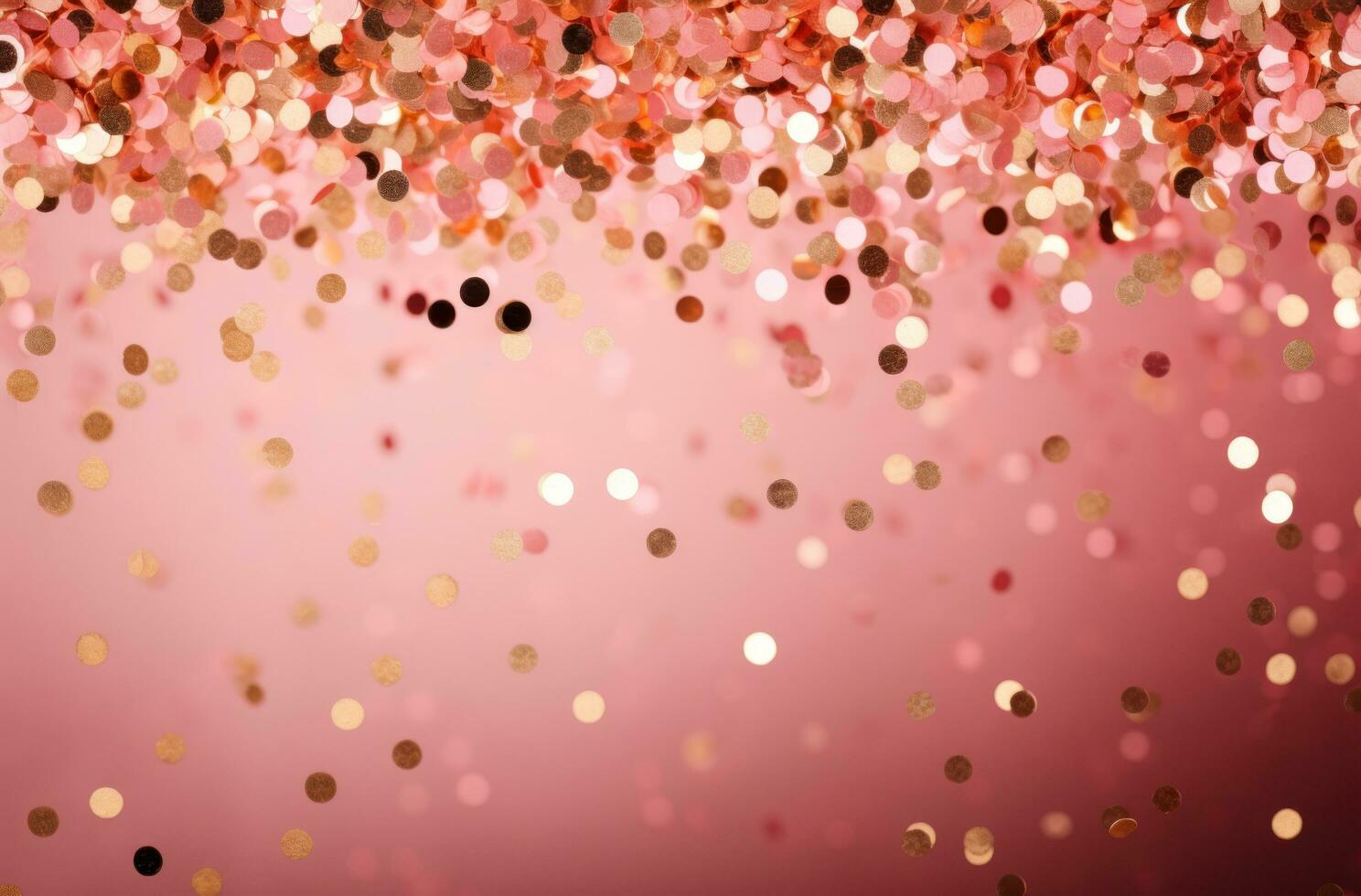 AI generated in a pink background there are little gold confetti, photo