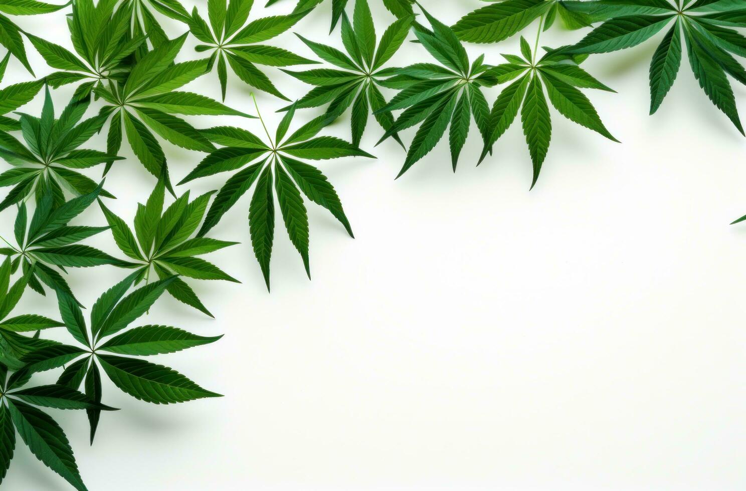 AI generated green leaf background on a white background, photo